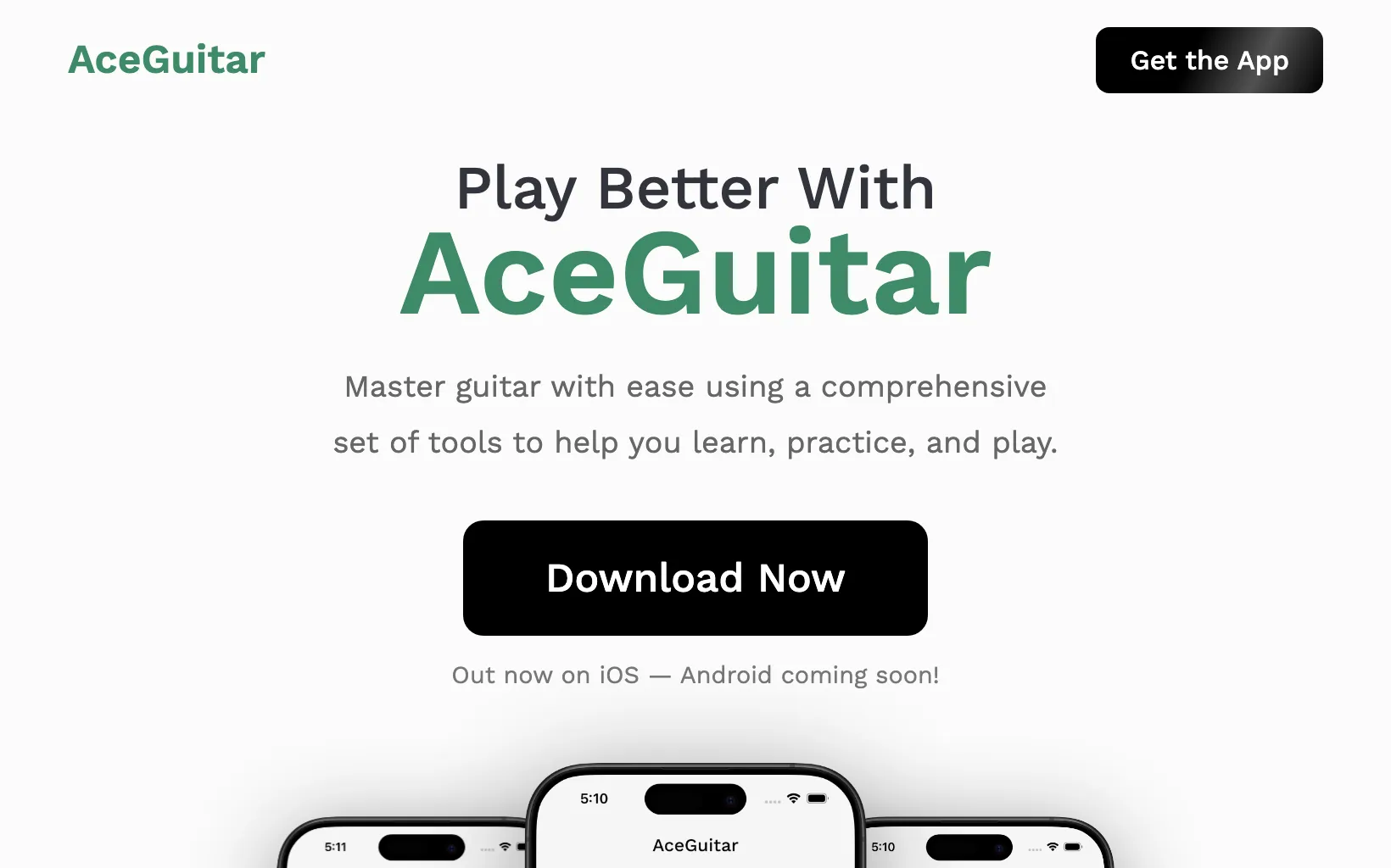 AceGuitar homepage preview