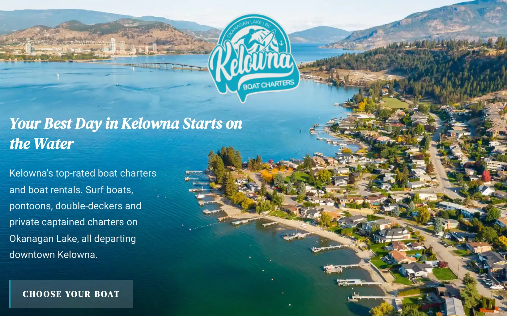 Kelowna Boat Charters homepage preview