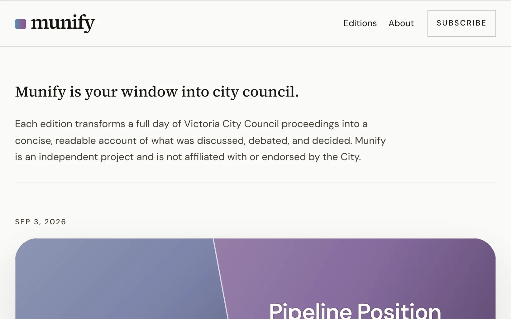 Munify homepage preview